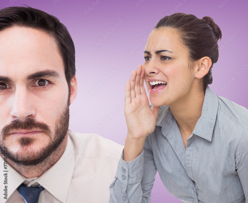 Composite image of businesswoman shouting Composite image of businesswoman shouting