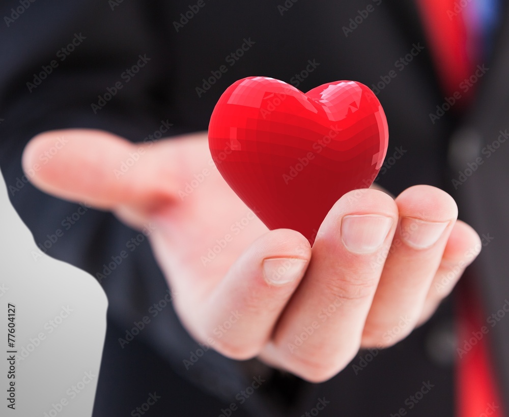 Composite image of businessman presenting with his hand Composite image of businessman presenting with his hand