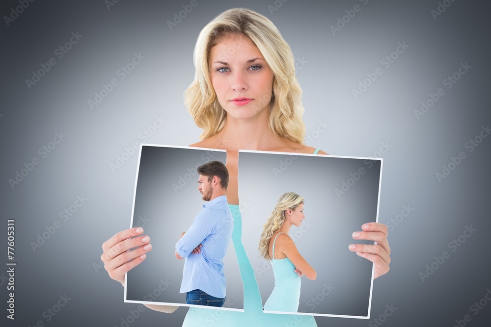 Composite image of unhappy couple not speaking to each other Composite image of unhappy couple not speaking to each other