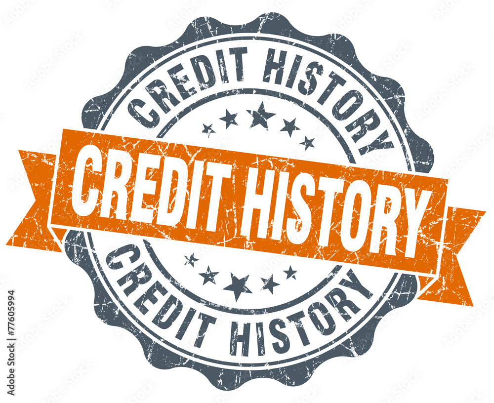 Obraz premium credit history orange vintage seal isolated on white