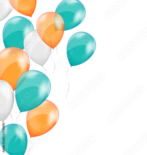Multicolored inflatable air balls on white background