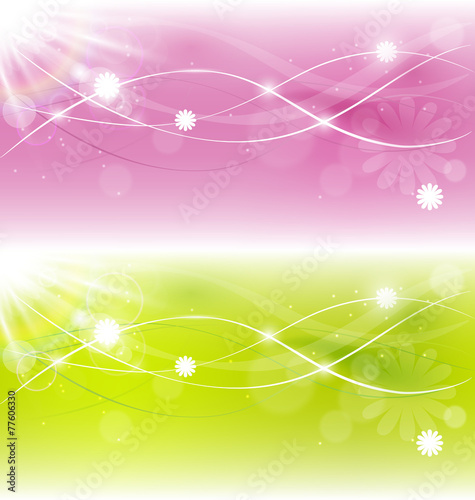 Two abstract spring background with sunlight