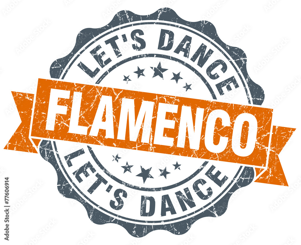 Fototapeta premium flamenco orange vintage seal isolated on white