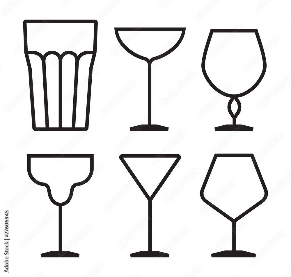 Drink glass icon set Drink glass icon set