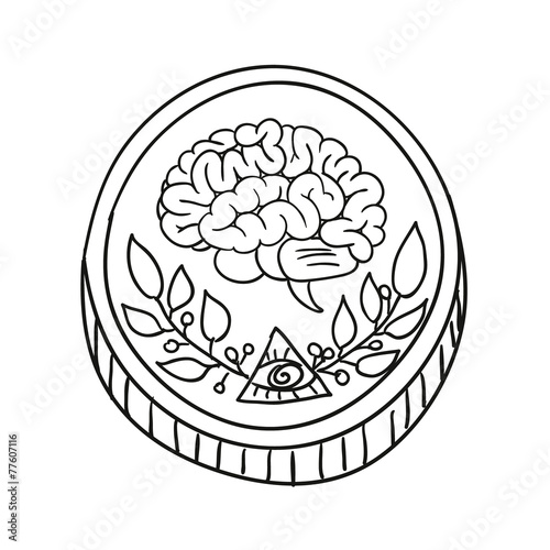 Vector doodle coin illustration