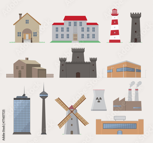 Collection of various buildings. EPS8.