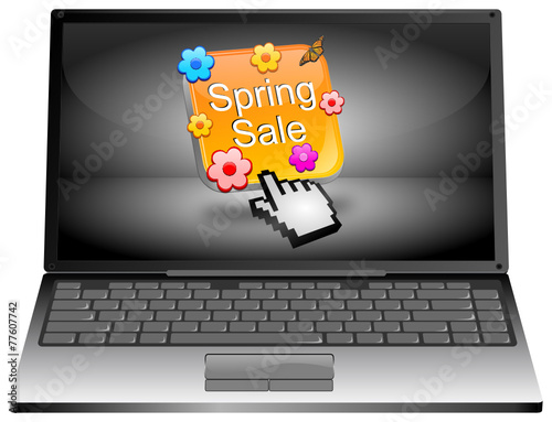 Laptop mit Spring sale button