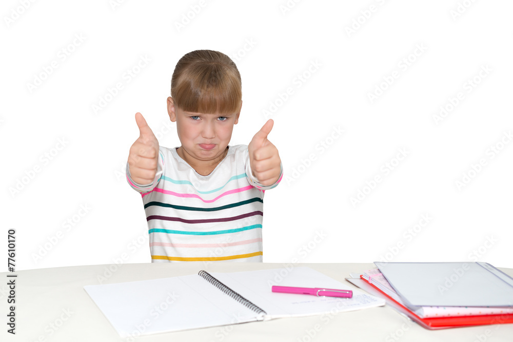 Little girl showing thumbs up isolated Little girl showing thumbs up isolated