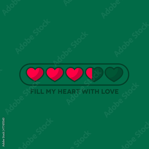 Valentine s Day status bar with flat hearts