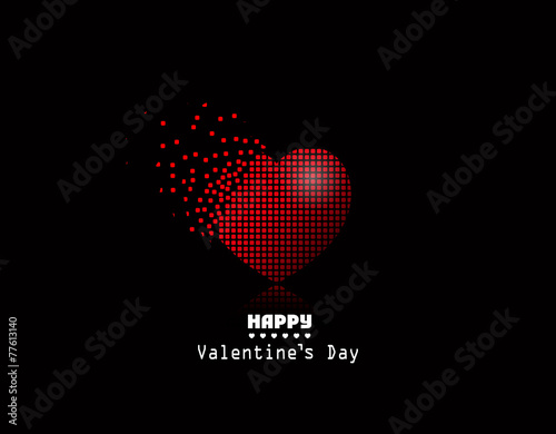 Vector pixel heart, Valentine Day background