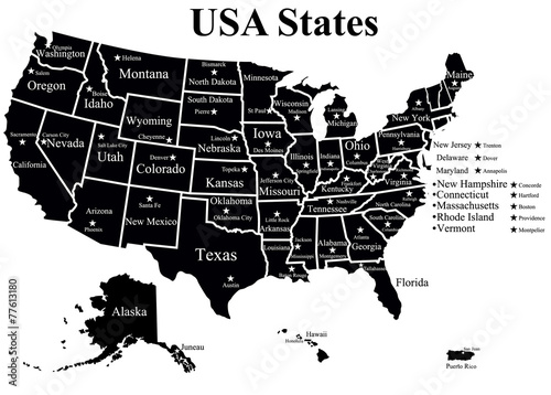 USA map with states
