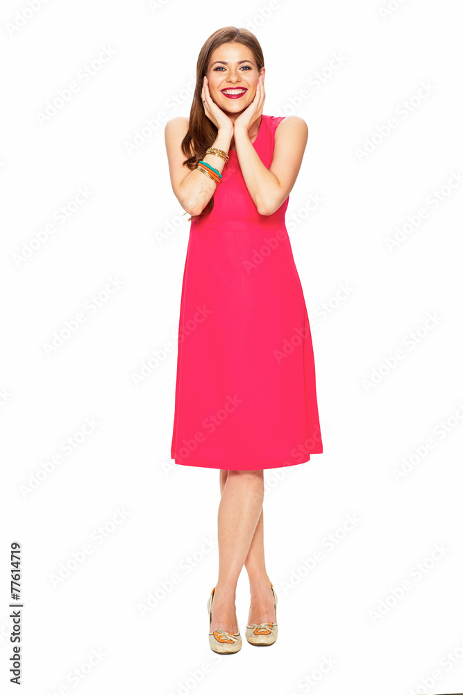 Fototapeta premium Full body portrait of surprising woman.