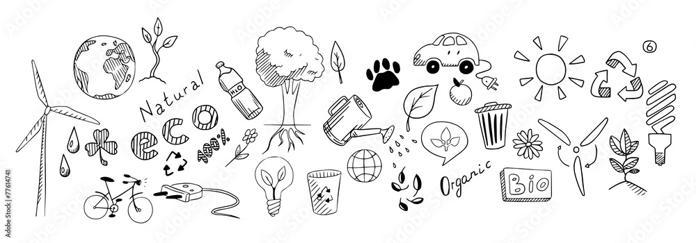 Eco drawing vector set Eco drawing vector set