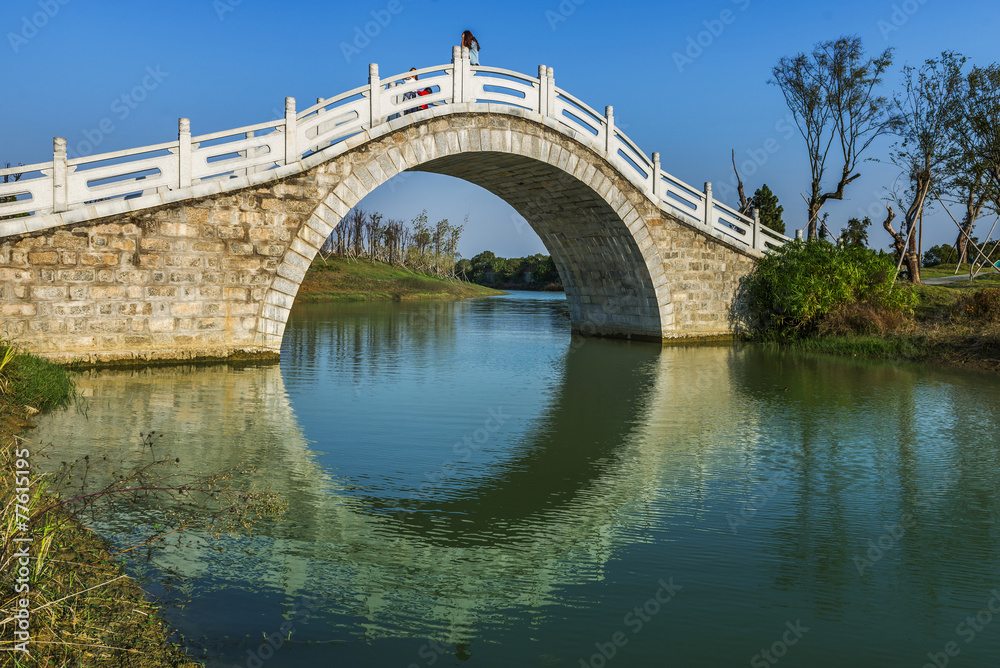 ancient Chinese architecture,blue sky,bridge ancient Chinese architecture,blue sky,bridge