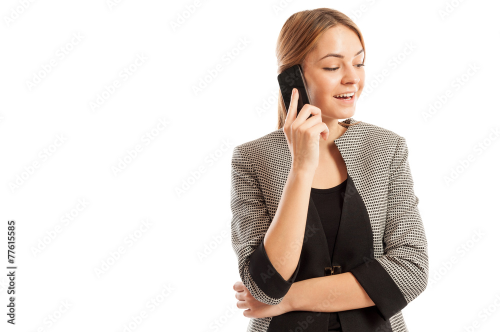 Business woman having a cell phone conversation Business woman having a cell phone conversation