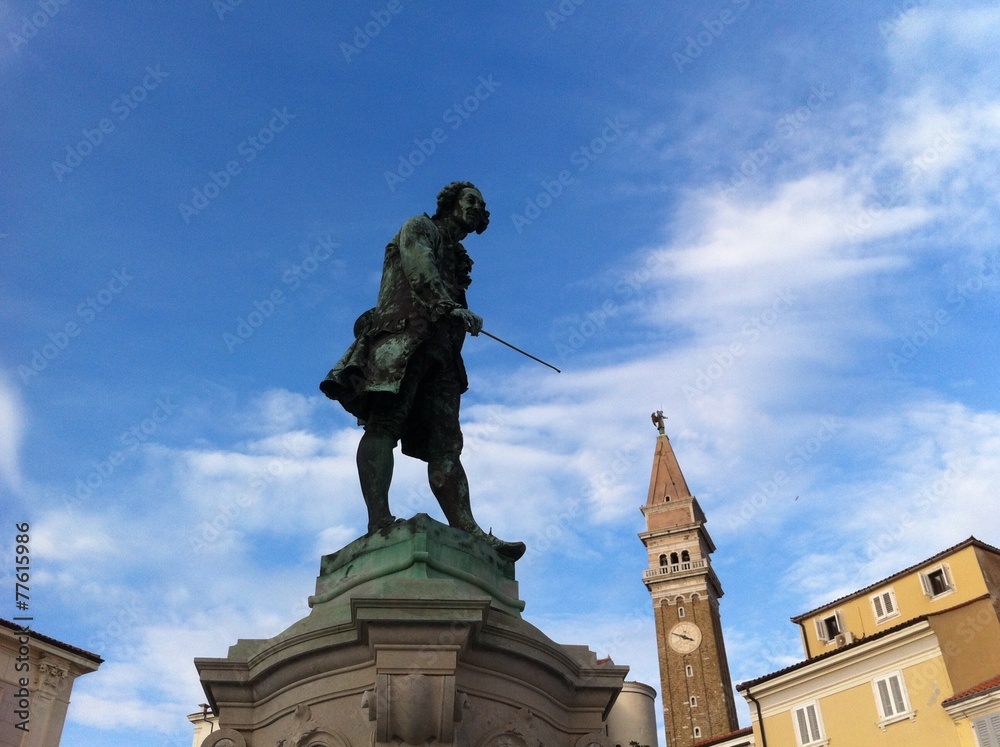 Fototapeta premium Giuseppe Tartini statue in Piran, Slovenia