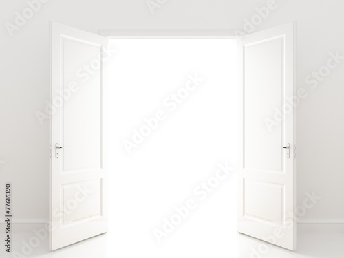 Fototapeta Naklejka Na Ścianę i Meble -  white openind door. Perspective