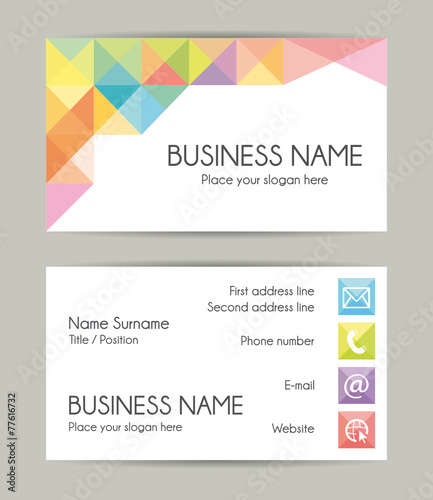Business card. Flat design. Front and back set VII.
