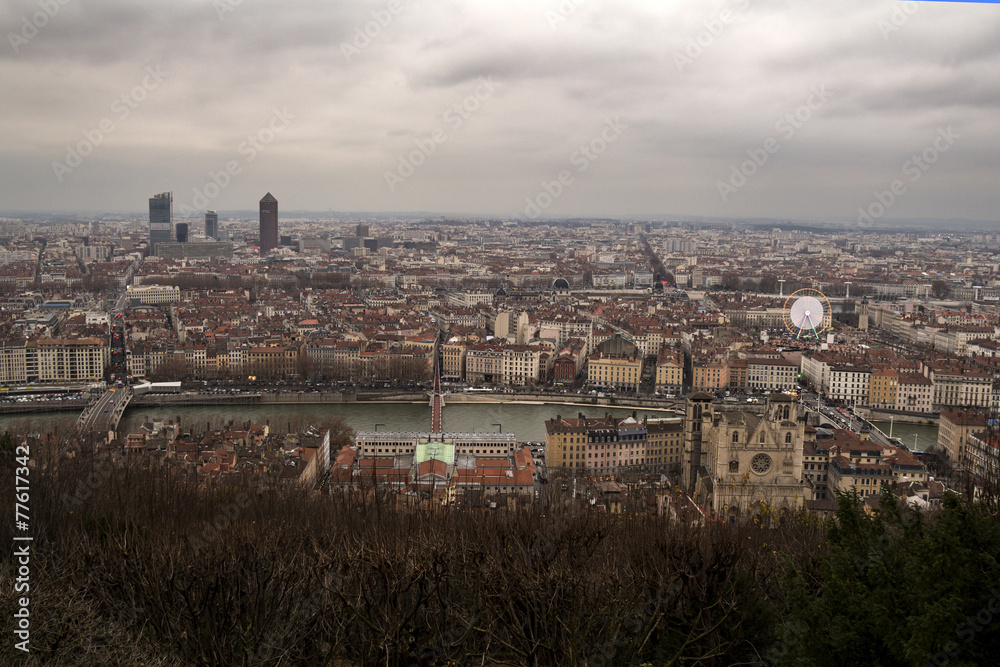 Obraz premium lyon aerial panorama