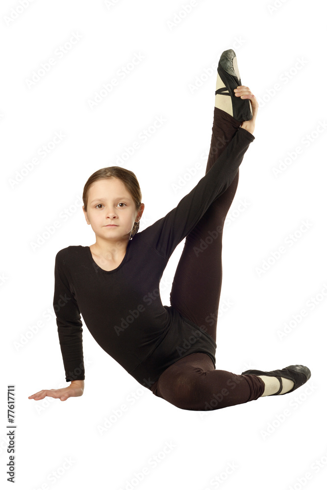 Little Girl dancer isolated on White Background