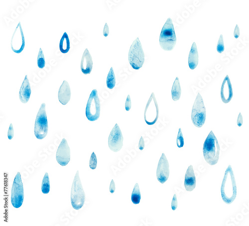 Hand draw aquarelle art paint blue watercolor rain drop Vector