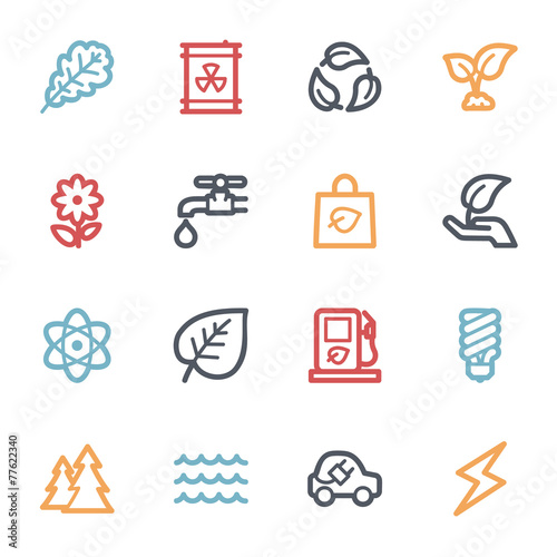 Green ecology web icons set