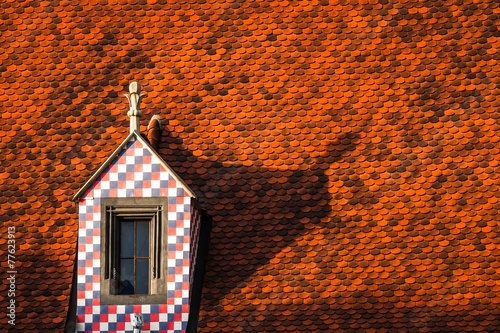 The famous red-tiled roofs in Bratislava, Slovakia