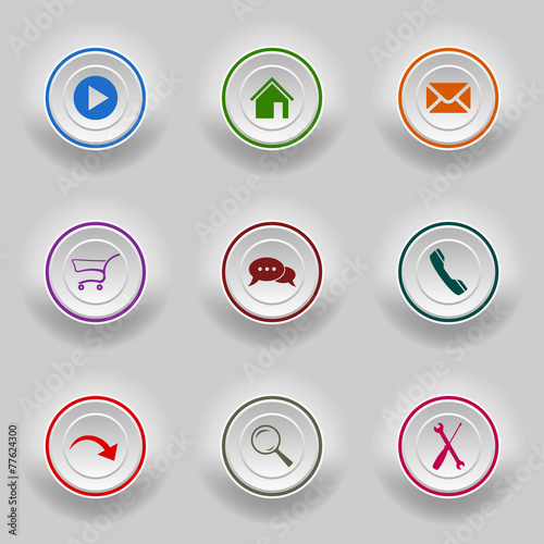 Colored set round buttons for web template