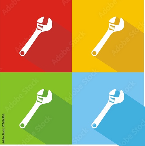 Iconos llave inglesa colores sombra