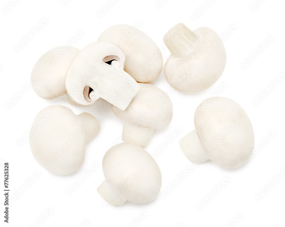 Top view of ripe champignons pile (isolated) Top view of ripe champignons pile (isolated)