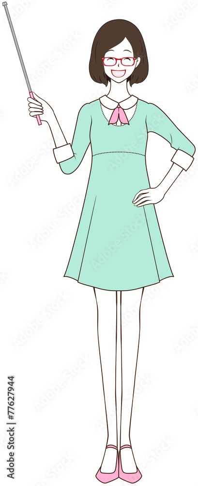 女性　ポインター　笑顔