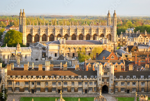 View of Cambridge with historical buildings (University colleges)