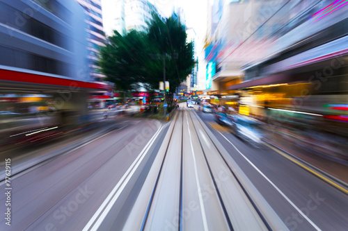 Canvas Print traffic blur motion in modern city hongkong