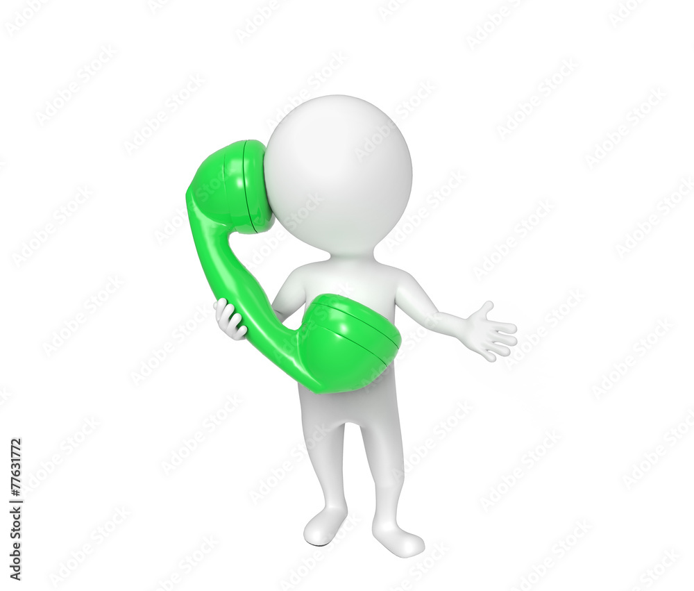 Small white person speaks on the phone Small white person speaks on the phone