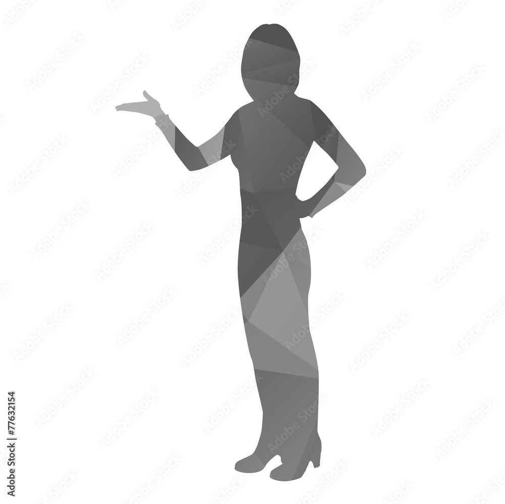 Abstract woman presenting something