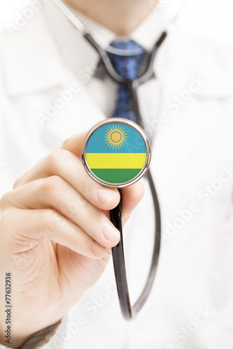 National flag on stethoscope conceptual series - Rwanda