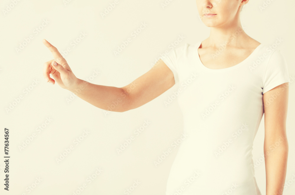 woman with finger up woman with finger up