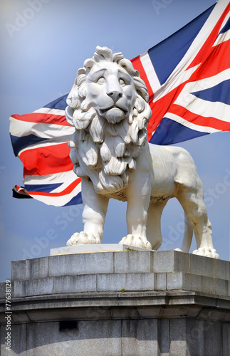 Coade Stone Lion seen from Westminster Bridge photo