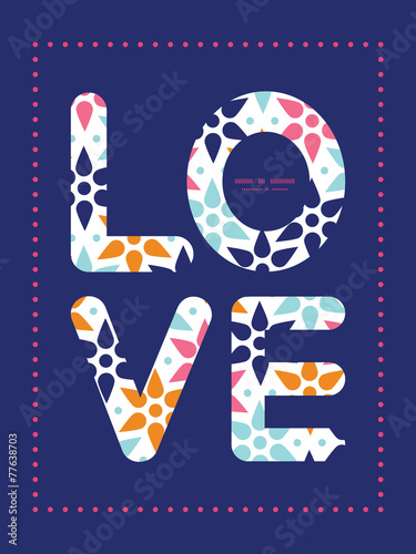 Vector abstract colorful stars love text frame pattern