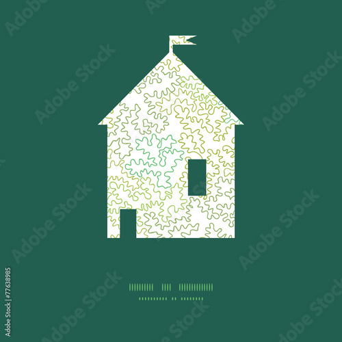 Vector curly doodle shapes house silhouette pattern frame