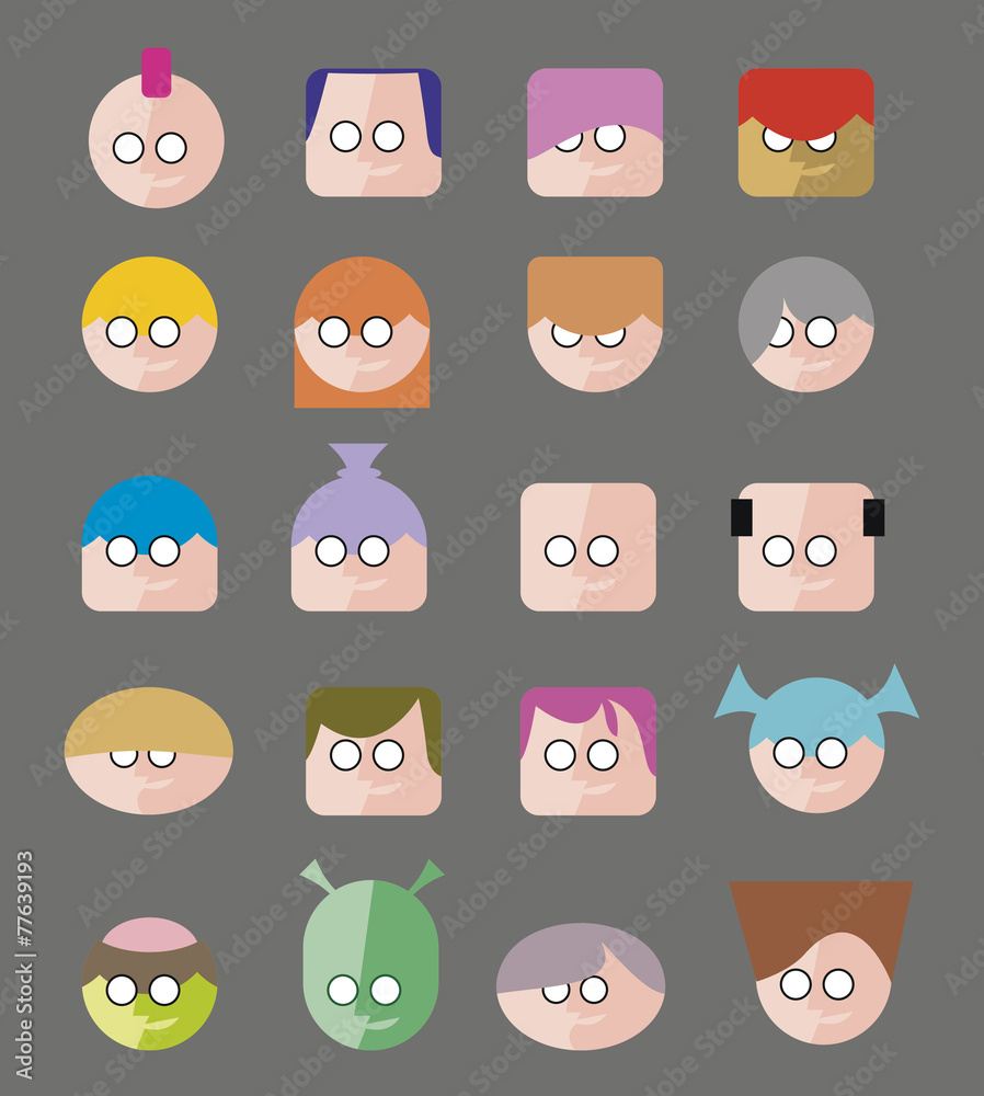 Faces Circle Icons Set Faces Circle Icons Set