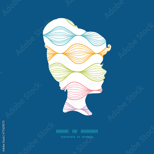 Vector colorful horizontal ogee girl portrait silhouette pattern