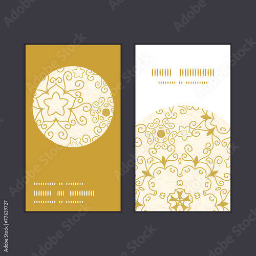 Vector abstract swirls old paper texture vertical round frame