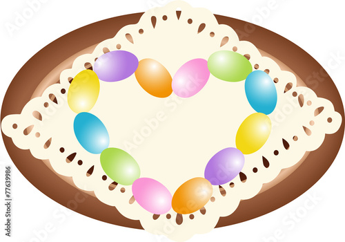 Candy Easter egg  heart shape on plate