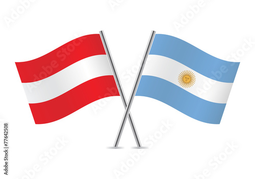 Argentinian and Austrian flags. Vector illustration.