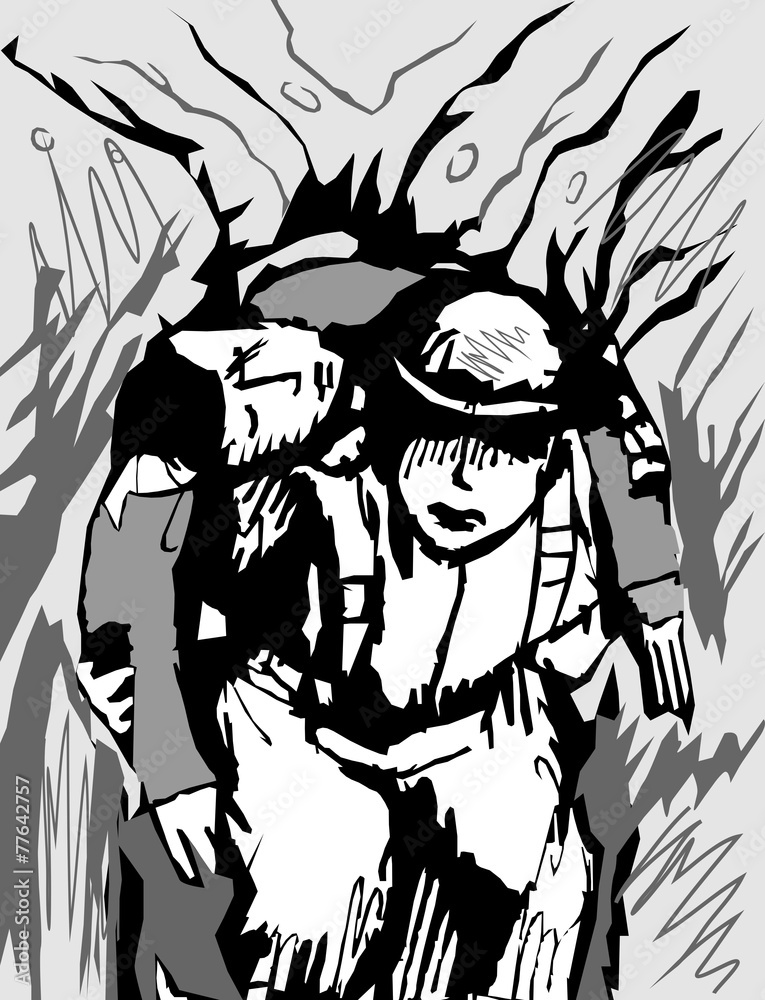 Fototapeta premium carrying the wounded