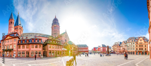 Quadro su tela Mainzer Dom und Domplatz Panorama