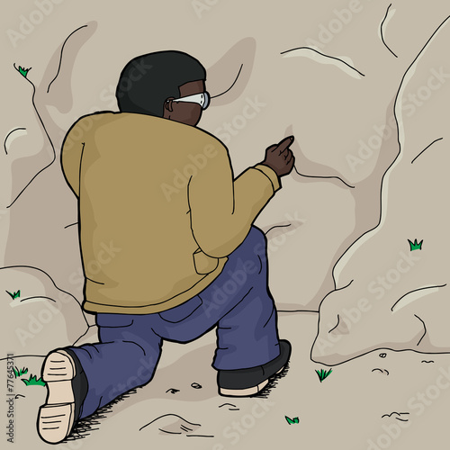 Man Poking Rock