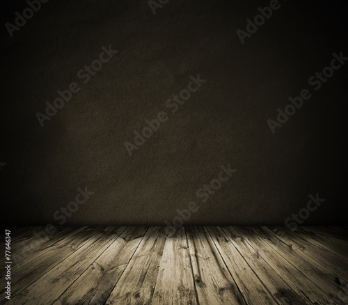 Brown wall and wooden floor interior background