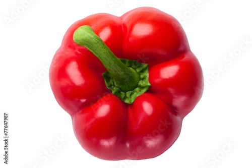 red pepper on a white background top view